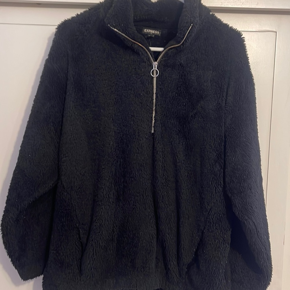 Express Women Warm Sweatshirt Winter Color Pullover Zipper With Pockets Jacket